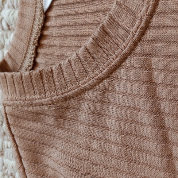 Pumpkin Spice Ribbed Long Sleeve Crewneck Top Relaxed Minimalist Slouchy Active - Picture 10 of 14
